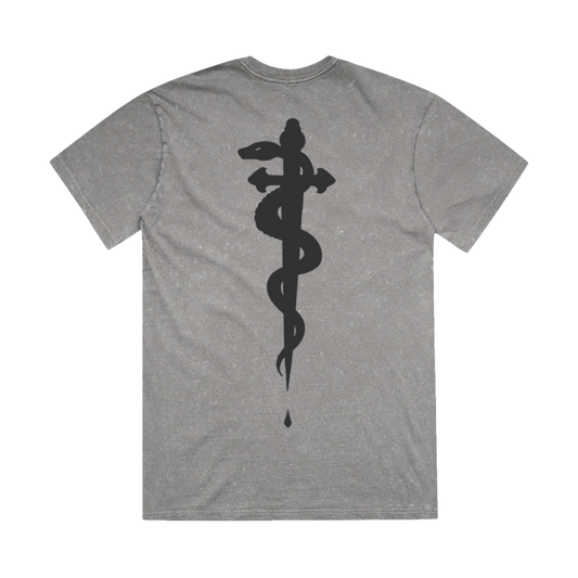 Snake Crystal Wash Tee (Gray- Unisex)