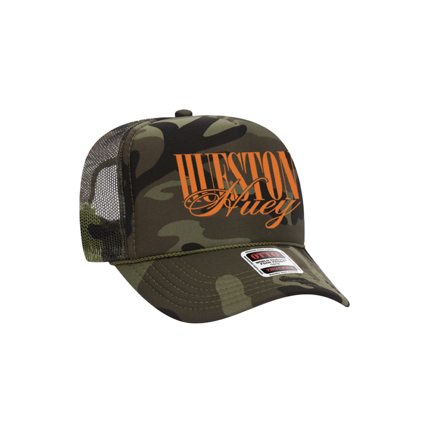 Hueston Embroidered Logo Hat (Camo/Orange Text)